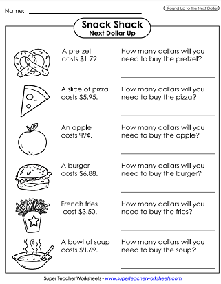 round to the nearest dollar worksheet