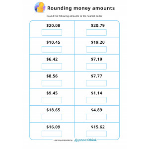 round to the nearest dollar worksheet