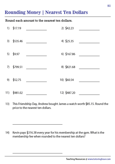 round to the nearest ten worksheet