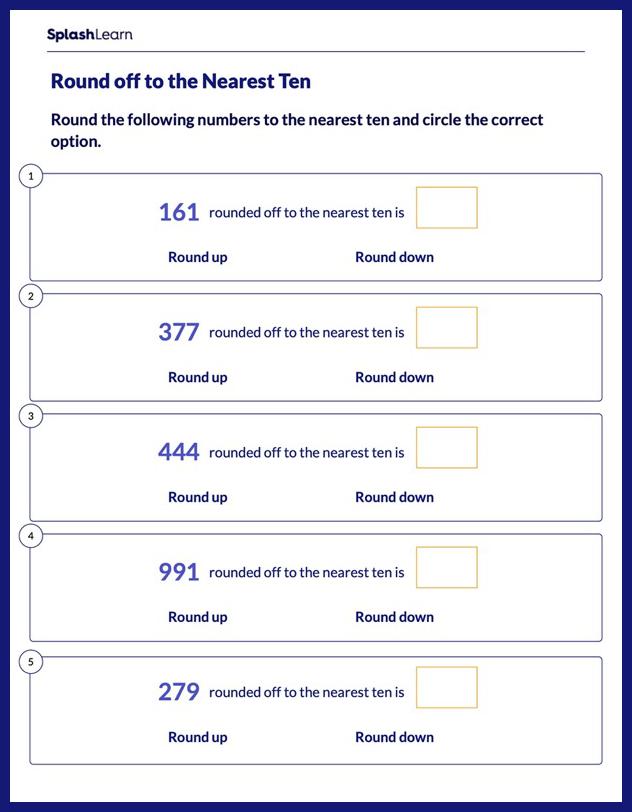 round to the nearest ten worksheet