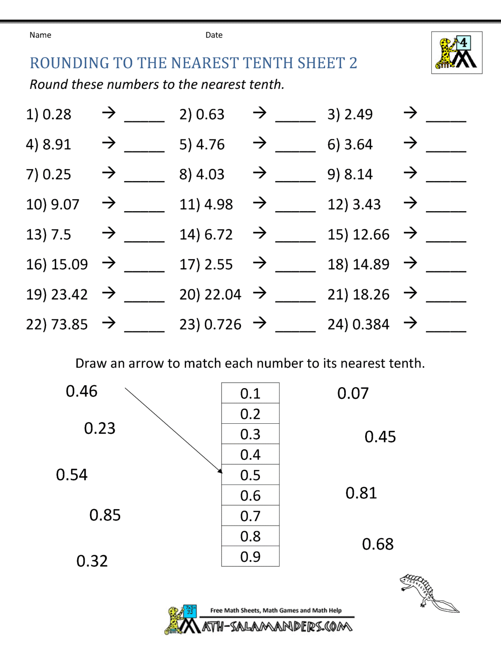 Rounding to the nearest tenth