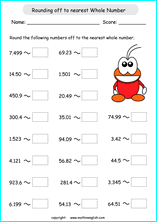 round to the nearest whole number worksheet