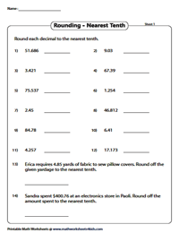 round to the nearest whole number worksheet