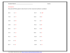round to the nearest whole number worksheet