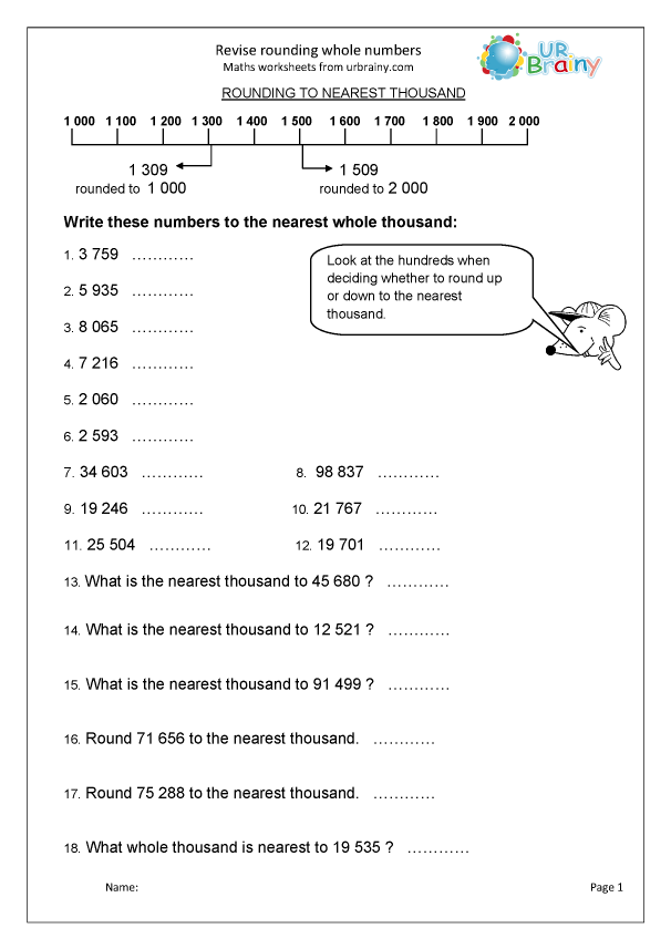 rounding and place value worksheet
