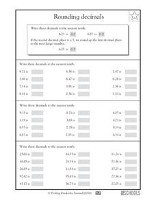 Rounding Decimals Worksheet for 4th - 6th Grade | Lesson Planet