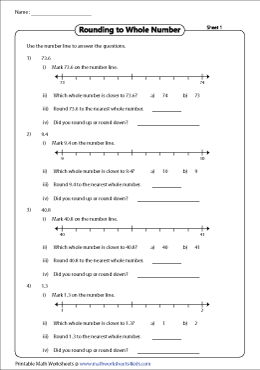 rounding decimals on a number line worksheet