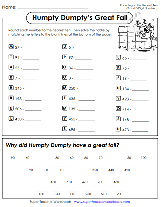 rounding numbers to the nearest 10 worksheet