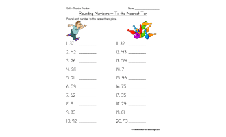 rounding numbers to the nearest 10 worksheet