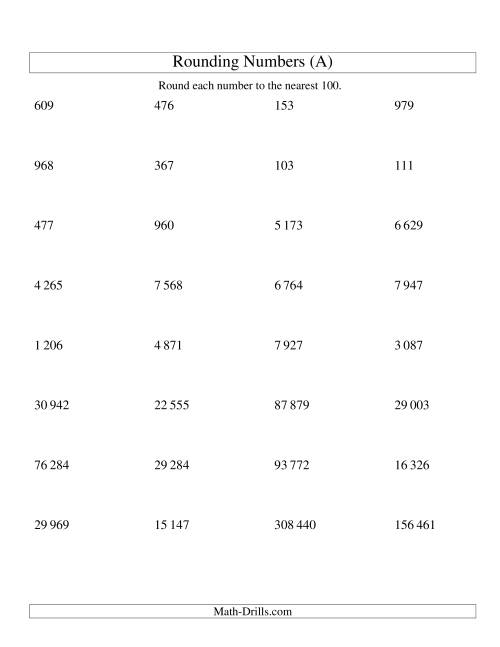 rounding numbers to the nearest hundred worksheet