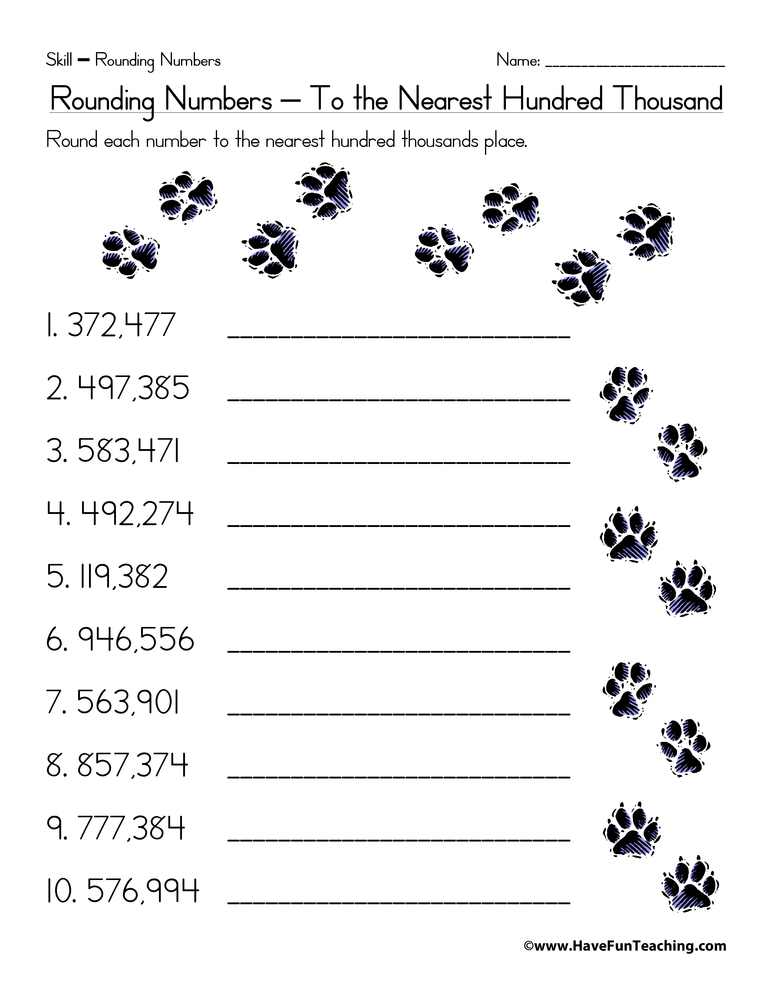 rounding numbers to the nearest hundred worksheet
