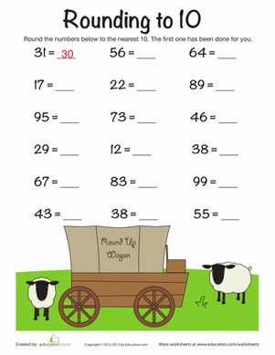 rounding numbers to the nearest ten worksheet