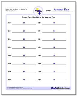 rounding numbers to the nearest ten worksheet