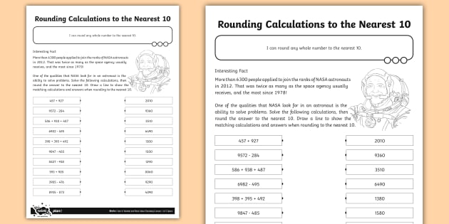 rounding numbers to the nearest ten worksheet