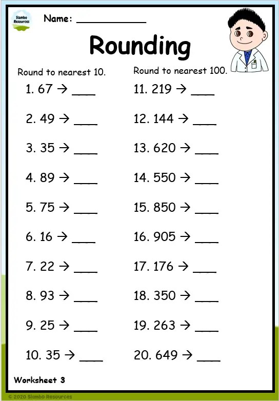 rounding numbers worksheet 3rd grade