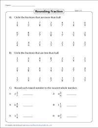 rounding off fractions worksheet
