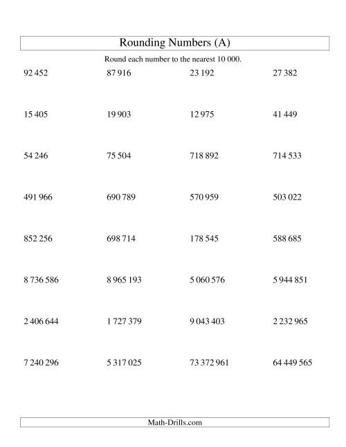 Rounding Numbers to the Nearest 10 000 (SI Version) (A)