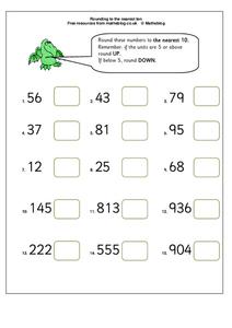 Rounding to the nearest ten Worksheet for 4th Grade | Lesson Planet