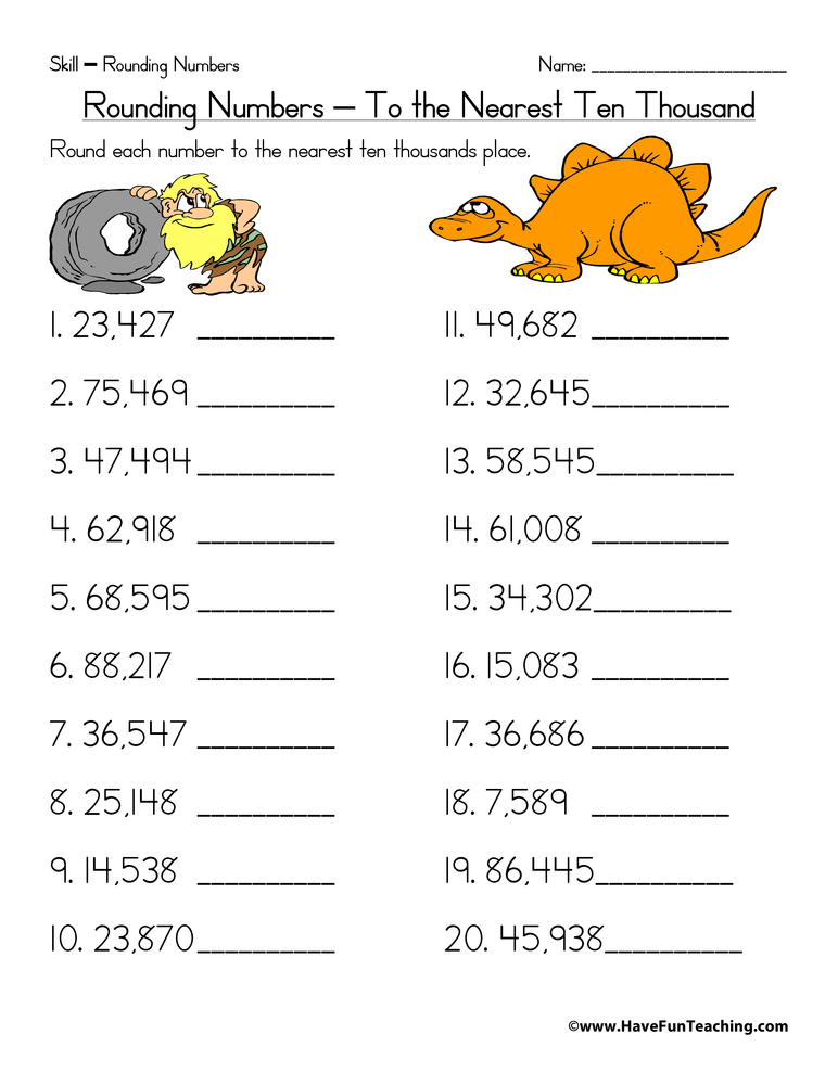 rounding to nearest ten worksheet
