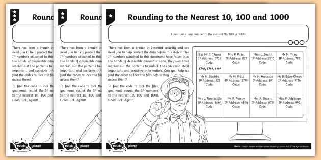 Rounding to the Nearest 10, 100 and 1000 Differentiated Worksheet