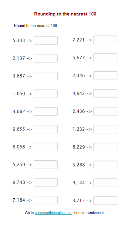 rounding to the nearest 100 worksheet