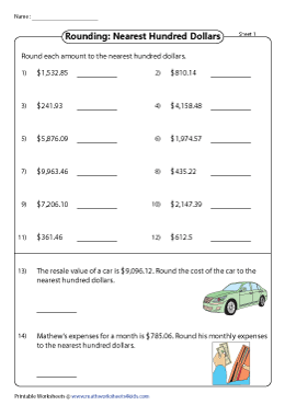 Rounding Money Worksheets