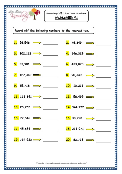 rounding to the nearest hundred thousand worksheet