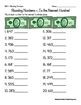 rounding to the nearest hundred worksheet 3rd grade