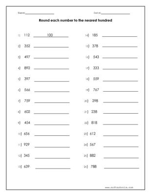 rounding to the nearest hundred worksheet