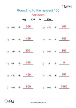 rounding to the nearest hundred worksheet