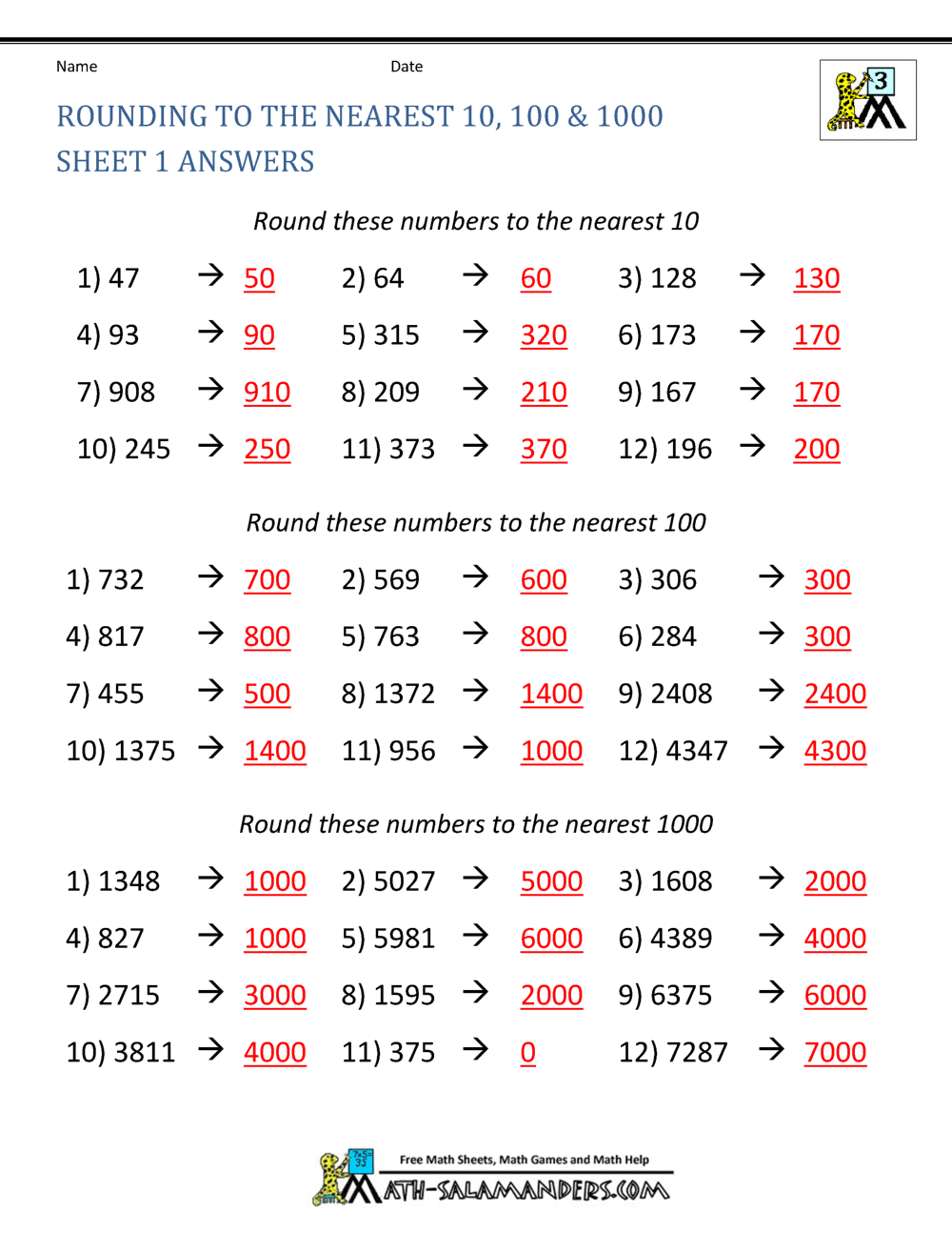 rounding to the nearest ten thousand worksheet