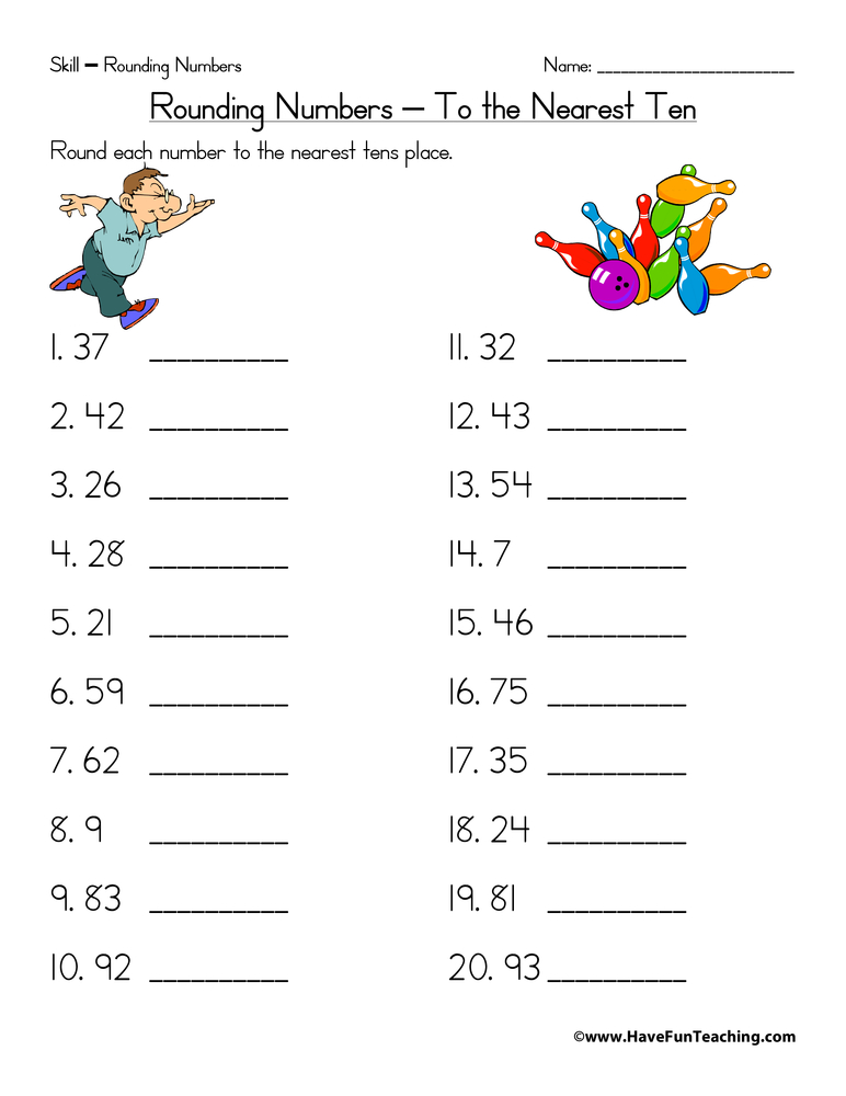rounding to the nearest ten worksheet 3rd grade