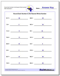 rounding to the nearest whole number worksheet