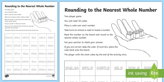 rounding to the nearest whole number worksheet