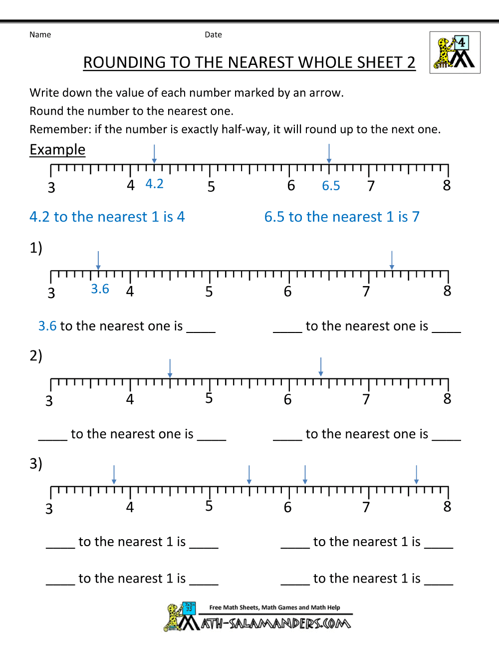 Rounding Decimals to the nearest whole