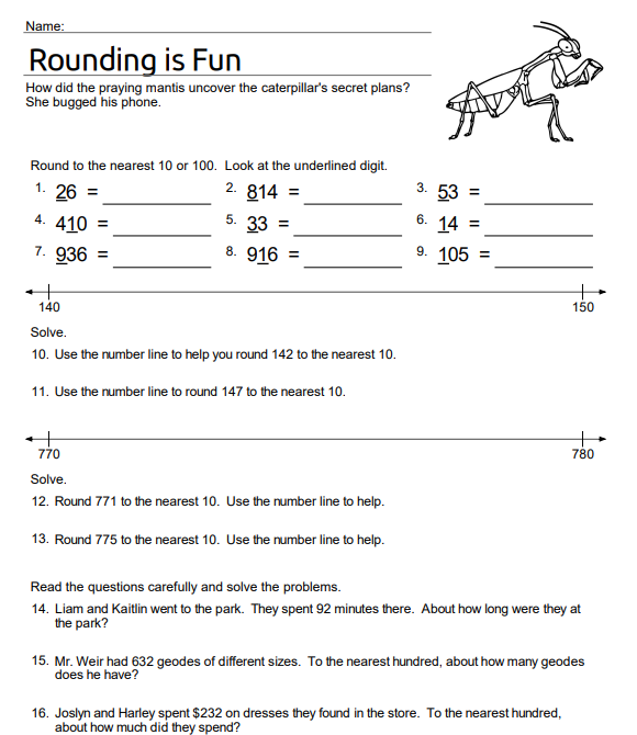 Rounding Numbers Using Number Lines And Word Problems, 52% OFF