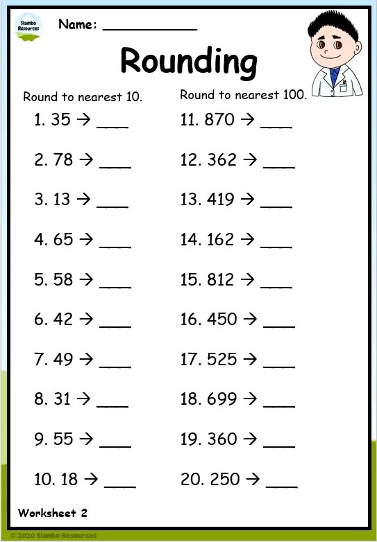rounding worksheet for 3rd graders