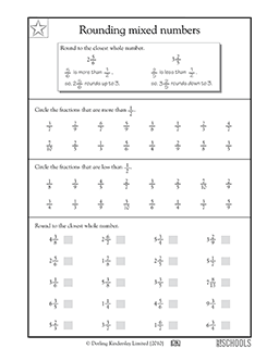 Rounding mixed numbers | 4th grade Math Worksheet | GreatSchools