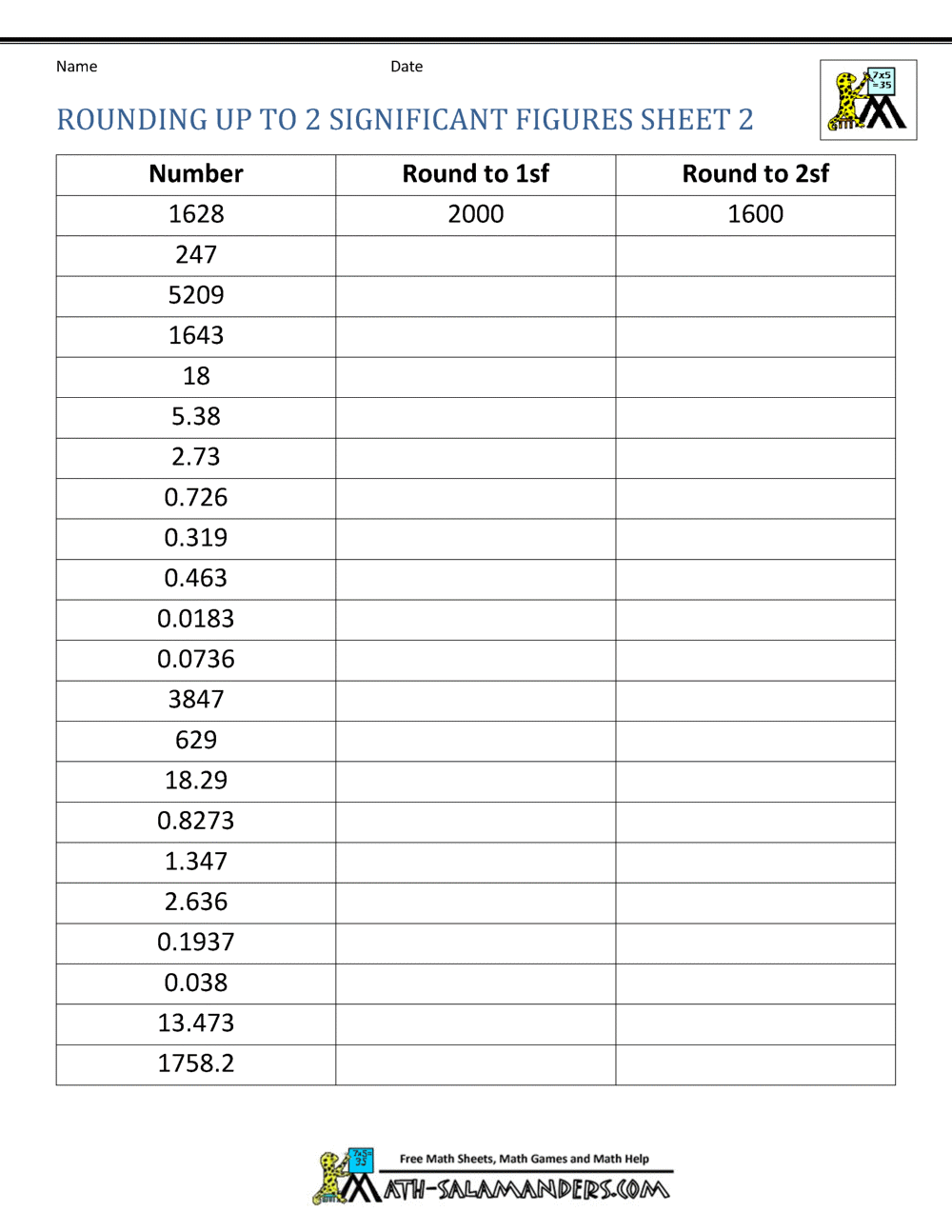 rounding worksheet free