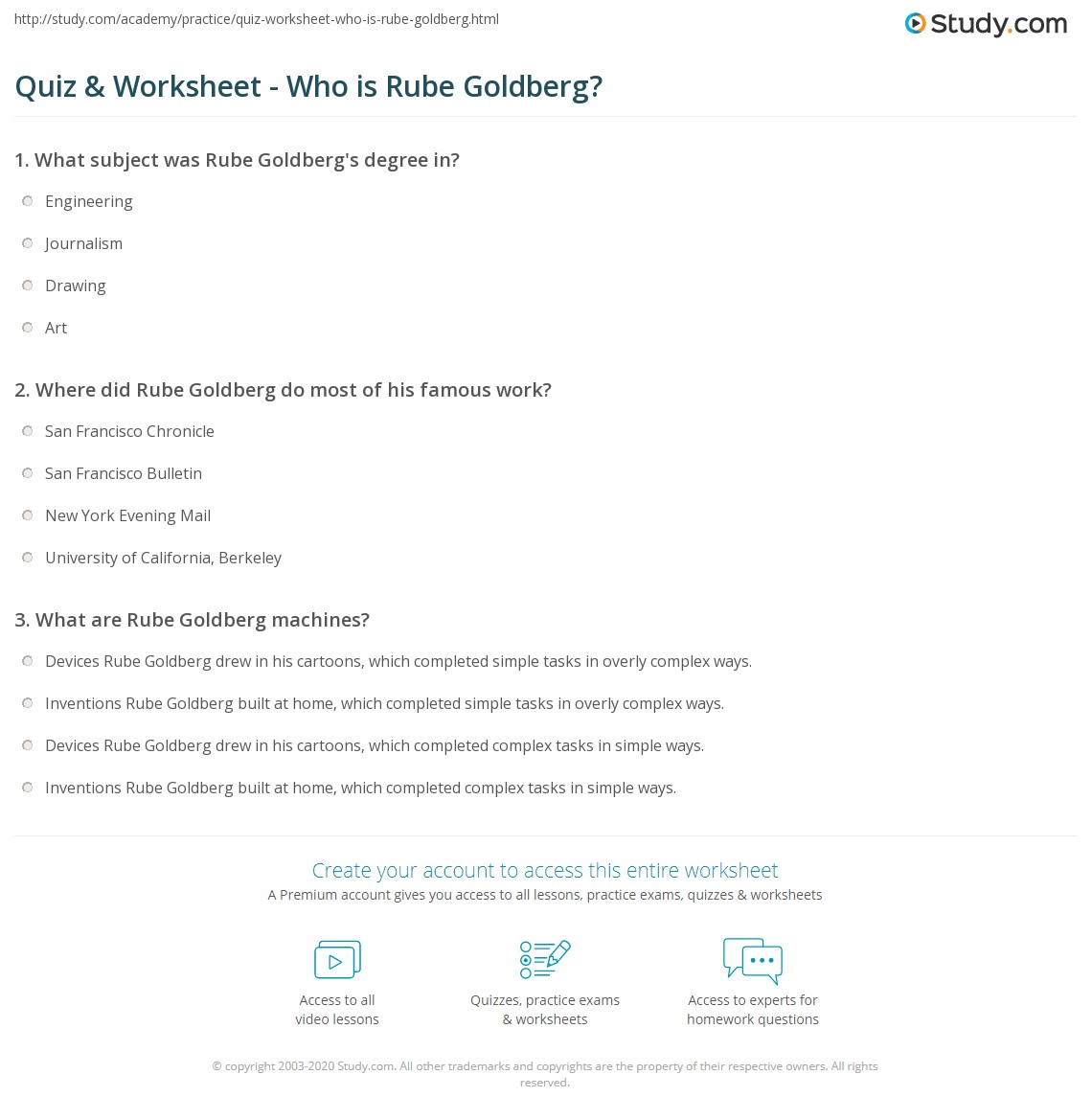 rube goldberg worksheet