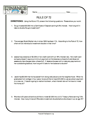 rule of 72 worksheet