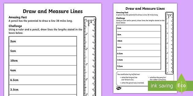 Measure a Line Worksheet / Worksheet (teacher made) - Twinkl