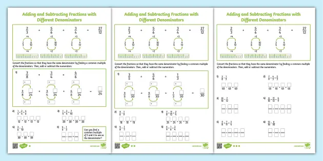 rules for adding and subtracting fractions