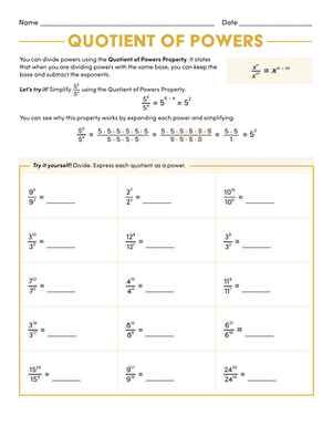 Quotient of Powers | Worksheet 