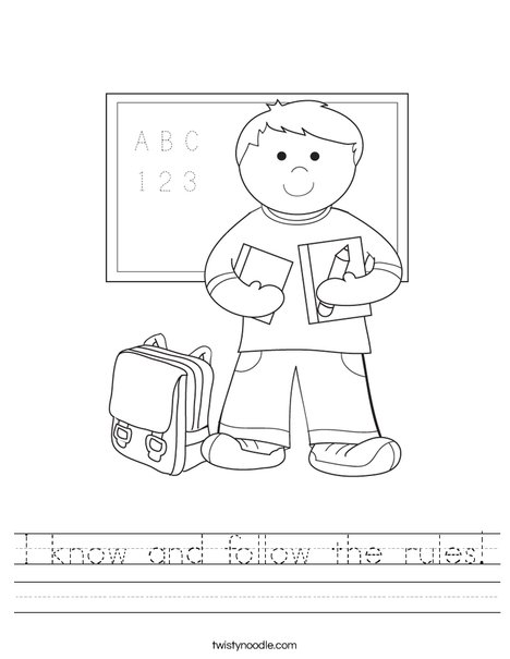 I know and follow the rules Worksheet - Twisty Noodle