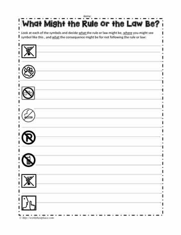 Rules and Symbols Worksheets