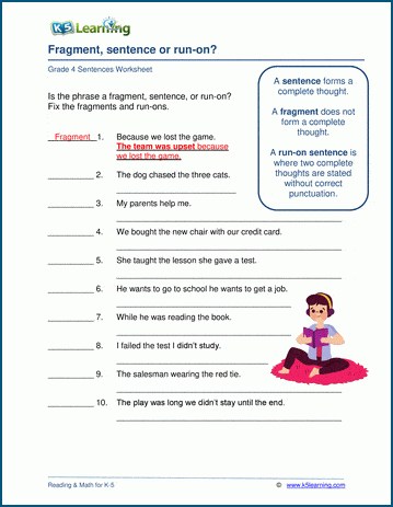 run on sentences worksheet