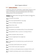 run ons and fragments worksheet