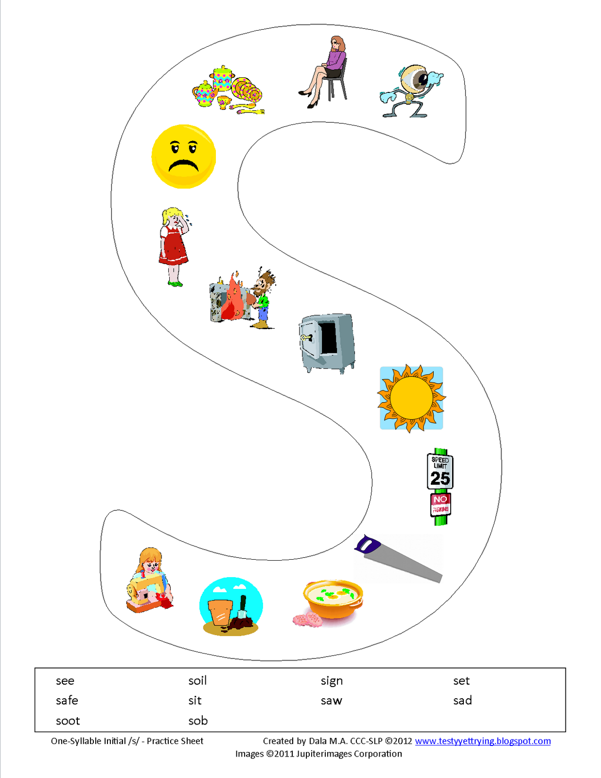 Testy yet trying: One-Syllable Initial S Printable Worksheet