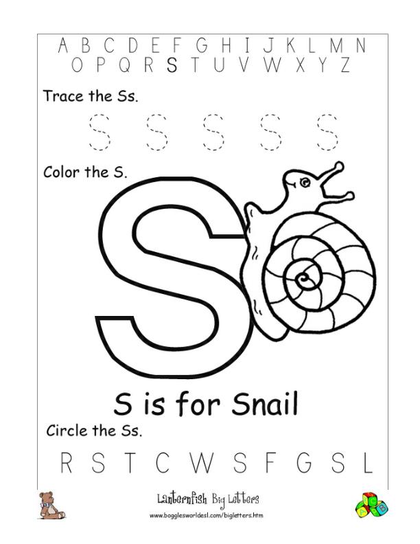 Letter S Printable Worksheets For Tracing And Writing
